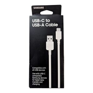 W8-O Samsung USB-A to USB-C Cable – 3.3ft‎ (1m) White | Fast, Reliable Charging